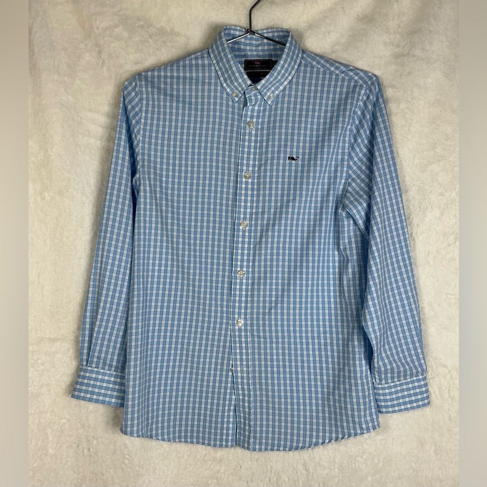 Vineyard Vines Blue and White Plaid Button Down Shirt - Picture 4 of 7